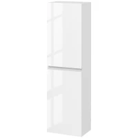 kleankin Mobile Bagno Alto a Colonna con Ante, 2 Armadietti, Mobiletto Bagno Salvaspazio con Ripiani Regolabili, Bianco Lucido(m-11)