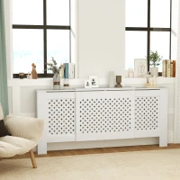 HOMCOM Copritermosifoni a Griglia Incrociata con Lunghezza Regolabile, 136-200x21.5x91.7 cm, Bianco(m-2)