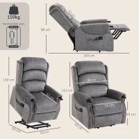 HOMCOM Power Lift Recliner with Vibration Massage and Heat, Lift Chair for Tall with Wood Grip, Pocket Spring, Light Grey(m-3)