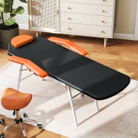 HOMCOM Camilla Masaje Plegable Portátil de 3 Zonas con Respaldo Ajustable Reposacabezas Reposabrazos 182x82x68 cm Naranja(m-10)