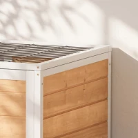 PawHut Clapier lapin intérieur clapier pour cochon d'inde en bois avec toit ouvrant et roulettes 90 x 53 x 59 cm jaune et blanc(m-10)