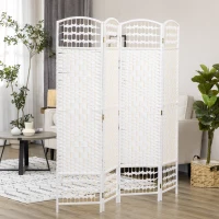 HOMCOM Paravent intérieur en bois séparateur de pièce cloison pliable 4 panneaux 160 x 170 cm blanc(m-10)