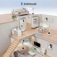 HOMCOM Stehventilator mit Sprühnebel, 70° Oszillation, 3 Geschwindigkeiten, 3 Modi, 3,5L Wassertank, Weiß(m-4)