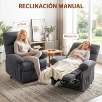 HOMCOM Sillón de Masaje Sillón Relax Reclinable con 8 Puntos de Masaje Función de Calefacción 85x93x103 cm Gris(m-5)