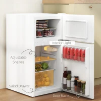 HOMCOM 88L Under Counter Fridge Freezer, Small Refrigerator with 5-Setting, 3 Star Freezer Rating, White(m-5)