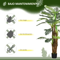 HOMCOM Planta Artificial Decorativa 160 cm Palmera Artificial con Maceta y Hojas para Interior Verde(m-6)