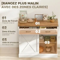 HOMCOM Îlot central cuisine, buffet cuisine, meuble de rangement avec 2 tiroirs 2 portes coulissantes, étagère réglable, blanc(m-5)