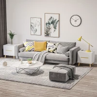 HOMCOM Comodino Moderno con 2 Cassetti, Set 2 Pezzi in Truciolato e Gambe in Legno di Pino, 50Lx40Px50.5A cm, Bianco(m-9)