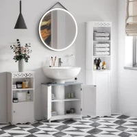kleankin Mobilier Sub Lavoar Baie cu 2 Usi din MDF, 60x33x60cm, Gri si Alb(m-8)