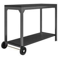 HOMCOM Desserte de jardin en acier chariot de service à roulettes avec plan de travail 135 x 55 x 86,5 cm noir(m-12)