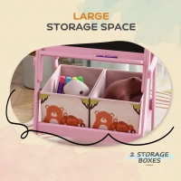 AIYAPLAY 2 in 1 Kids Easel with Whiteboard, Chalkboard, Storage Boxes, for 3-8 Years, Pink(m-5)