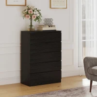 HOMCOM Chest of Drawers, 5 Drawer Dresser, Modern Storage Cabinet with 5 Drawers, for Bedroom, Living Room, Black(m-10)