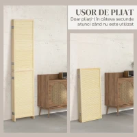 HOMCOM Paravan pliabil de interior cu 4 panouri, despărțitor din bambus ratan, 180x1,6x180 cm(m-11)