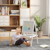 AIYAPLAY Tableau chevalet enfant 2 en 1 face ardoise magnétique et face tableau noir à craie blanc(m-10)