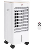 HOMCOM Luftkühler, mobil, mit Luftbefeuchtung, 3 Modi & Geschwindigkeiten, Timer, Weiß(m-1)