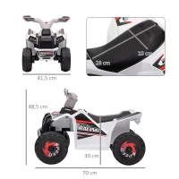 HOMCOM Quadriciclo Elétrico para Crianças Veículo Elétrico a Bateria de 6V com Velocidade de 2,5 km/h 70x41,5x48,5 cm Branco(m-3)
