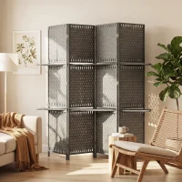 HOMCOM Wave Fibre Freestanding Folding Privacy Screen Panels, Room Divider, Grey(m-8)