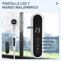 HOMCOM Ventilador de Pie con Mando a Distancia Oscilante 28 Velocidades 3 Modos Temporizador y Función Antimosquitos Blanco(m-6)