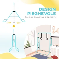 HOMCOM Sbarra Ginnastica Artistica per Bambini ad Altezza Regolabile con 2 Anelli, in Acciaio, Verde Chiaro(m-6)
