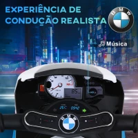 HOMCOM Mota Elétrica BMW para Crianças 6V com Faróis Música e Velocidade Máx. de 2,5 km/h 66x37x44 cm Azul(m-4)