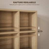 HOMCOM Dulap pentru CD-uri cu rafturi reglabile, capacitate 456 CD-uri sau 336 DVD-uri, 24 de compartimente, 89x20x130,5 cm, lemn(m-5)