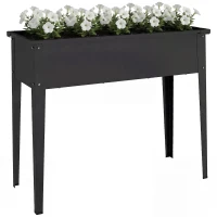 Outsunny Potager sur Pieds en Métal, Jardinière Surélevée 80L avec bords arrondis, Trou de Drainage, 100 x 40 x 80 cm, Noir(m-11)