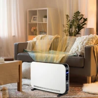 HOMCOM Radiator Electric cu 3 Moduri, Timer și Termostat, din Oțel și Plastic, 60x18.5x39.5 cm, Alb și Negru(m-7)