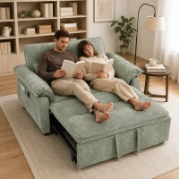 HOMCOM Canapé Convertible 2 Places, Canapé-Lit 3 en 1 Velours 137 cm, Dossier Réglable, Assise Large, 2 Oreillers, Vert(m-14)