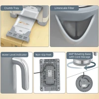 HOMCOM Sleek Textured Kettle and Toaster Set - Grey(m-9)