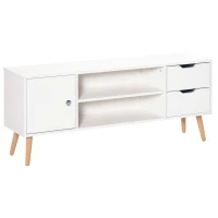 HOMCOM Mobile TV Moderno in Legno Bianco, Mobile Porta TV di Design per TV Max. 50" 120x28x44cm(m-1)