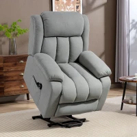 HOMCOM Power Lift Recliner Chair with Vibration Massage, Lift Chair for Elderly with Footrest, Remote, Side Pocket, Light Grey(m-10)