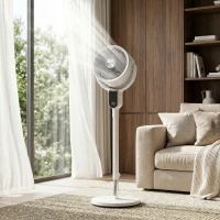 HOMCOM 20 dB Silent Standing Fan for Bedroom, 42" Pedestal Fan with Remote, 90° Oscillating, 8 Speeds, Remote Control, White(m-10)