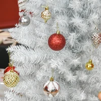 HOMCOM 6ft Unlit Artificial Christmas Tree, Pencil Slim Xmas Tree with Solid Stand and Realistic Branches, White(m-9)