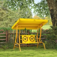 AIYAPLAY Dondolo per Bambini da Esterno a 2 Posti con Tettuccio Regolabile e Cinture di Sicurezza, 112x75x120 cm, Giallo(m-10)