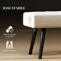 HOMCOM  Panca Imbottita Ingresso e Soggiorno, Panca Fondoletto in Velluto con Gambe in Acciaio, 100x36x45cm, Crema(m-5)