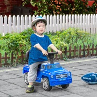 HOMCOM Macchina Giocattolo Cavalcabile Fuoristrada per Bambini con Fari e Musiche, Età 18-36 Mesi, Blu(m-10)