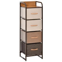 HOMCOM Commode chiffonnier 5 tiroirs meuble de rangement tiroir en tissu pliant - structure acier noir - 45 x 30 x 116 cm(m-1)