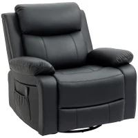 HOMCOM Fauteuil de massage et relaxation inclinable pivotant repose-pied télécommande noir(m-1)