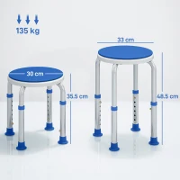 HOMCOM 360° Swivel Shower Chair, Height Adjustable Aluminium Shower Stool with Non-Slip Feet for Disabled, Elderly, Blue(m-3)