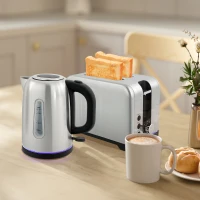 HOMCOM Simple Polished Toaster and Kettle Set - Silver Tone(m-10)