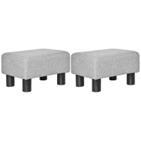 HOMCOM Lot de 2 poufs repose-pied tabouret bas en tissu de lin capacité de charge 150 Kg 40 x 30 x 24 cm gris(m-12)