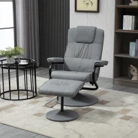 HOMCOM Sillón de Masaje Eléctrico con Reposapiés Sillón Relax Reclinable con Control Remoto y 10 Puntos de Masaje Gris(m-10)