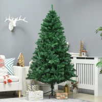 HOMCOM Árbol de Navidad de 180 cm Árbol Artificial 1000 Puntas para Decoración Navideña de Plástico Metal Ø120x180 cm Verde(m-10)