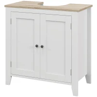 kleankin Mobile Sottolavabo Bagno a U con Ripiano Regolabile Interno, in MDF, 60x30x60 cm, Bianco e color Legno(m-11)