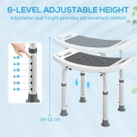HOMCOM Shower Chair, Adjustable Height Shower Stool with Aluminium Frame and Non-Slip Feet, Bathtub Stool Seat with Padded Seat for Elderly Disabled Handicap, Grey(m-5)