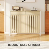 HOMCOM 93 x 119cm Rustic-Look Radiator Cover - Oak(m-5)