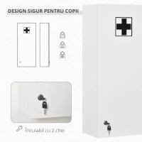 kleankin Dulapior pentru Medicamente cu Încuietoare 5 Etajere Reglabile Alb(m-6)