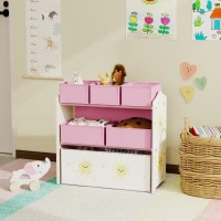 AIYAPLAY Estantería Infantil para Juguetes de 3 Niveles con 6 Cajas Extraíbles de Tela no Tejida para Guardería 63x30x66 cm Rosa(m-8)