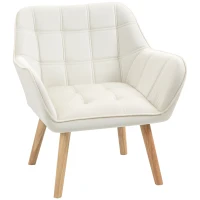 HOMCOM Fauteuil style scandinave dossier haut et accoudoirs, revêtement en polyester effet velours, 67 x 61,5 x 71 cm, crème(m-13)