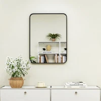 HOMCOM Oglindă baie cu ramă metalică și cârlig, 60x2,5x80 cm, negru(m-8)